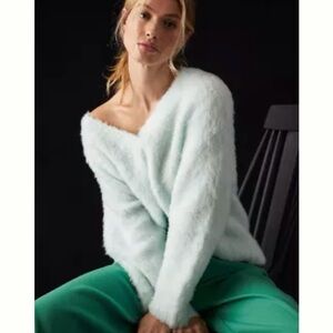 Anthropologie Maeve Plush V-Neck Sweater